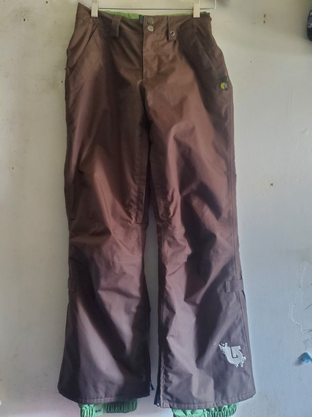 Burton Brown Women's Snow Pants with Green Lining